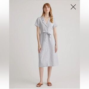 Quince 100% European Linen Button Front Dress, Small Like New